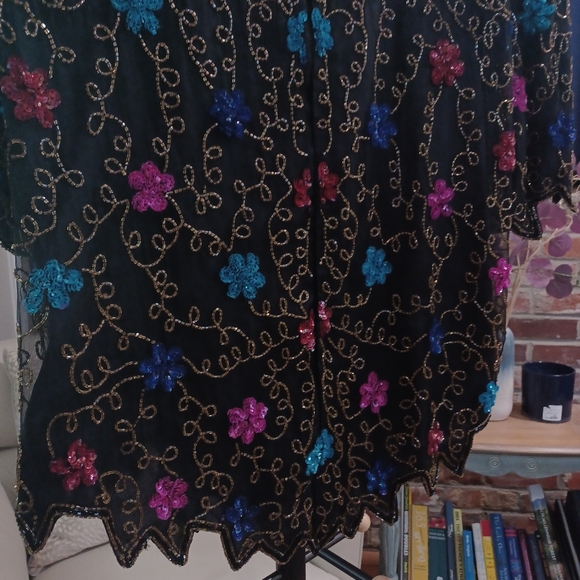 Laurence Kazar Beaded Silk Short Sleeve Top Size 3X - Picture 11 of 13